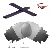 Walleva Transition Polarized Replacement Vented Lenses + Black Rubber for Oakley Jawbone Sunglasses 
